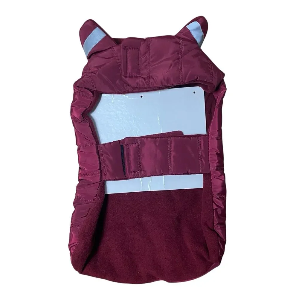 Winter Dog Jacket Red Reflective‎ Fleece Waterproof Warm Pet Vest M/L
